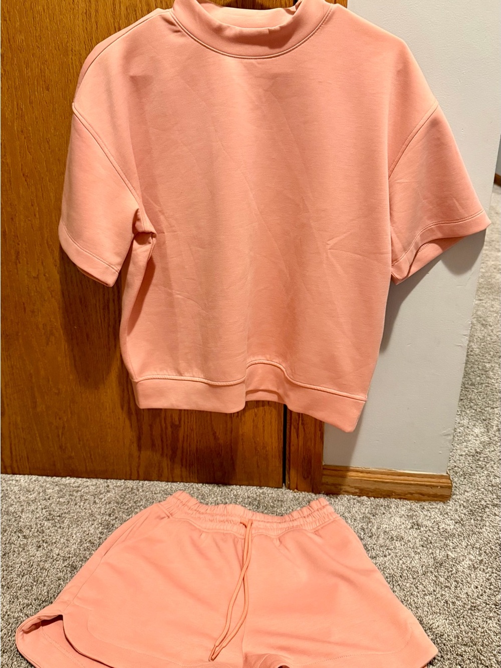 Zenana Outfitters Peach Short Sleeve Pajama Set